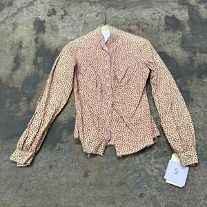 Vintage Film Costume 40s 50s Does Victorian Antique Style Pink Calico Blouse S